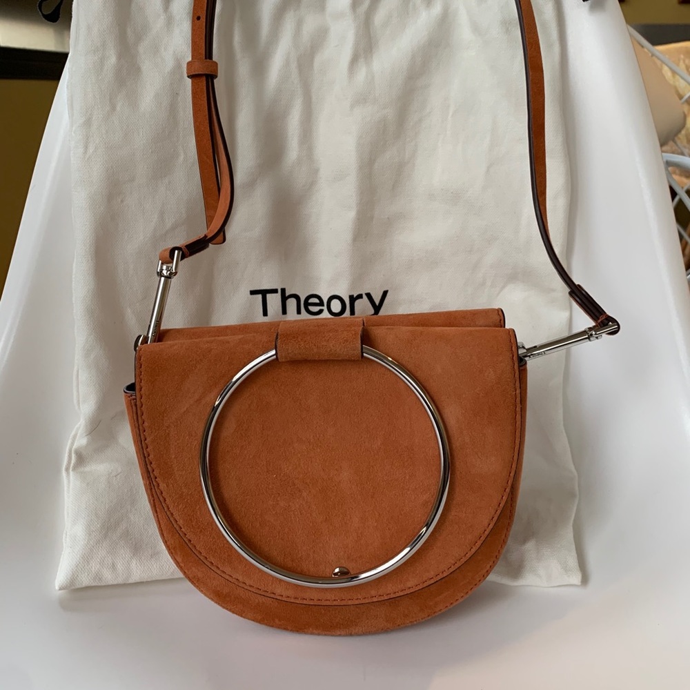 Theory Whitney orange suede guitar strap bag